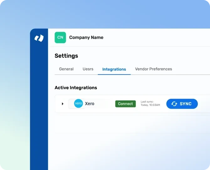 Xero integration settings in DOKKA