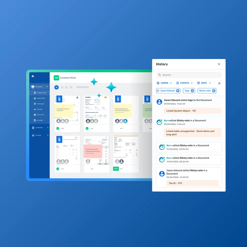 Document Agent workspace with invoices and history